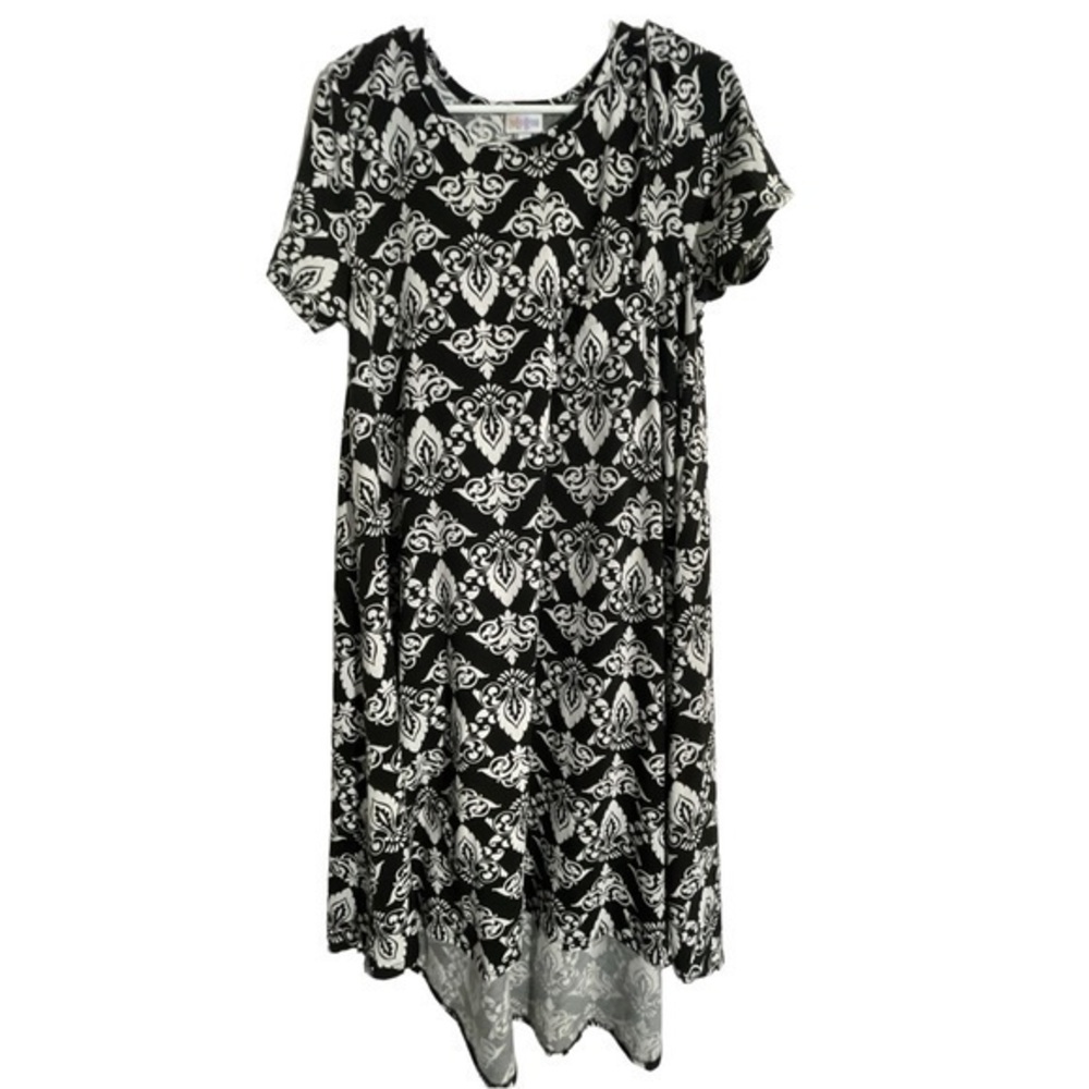 Lularoe White Black Carly High- Low Dress Size Med EUC #0733